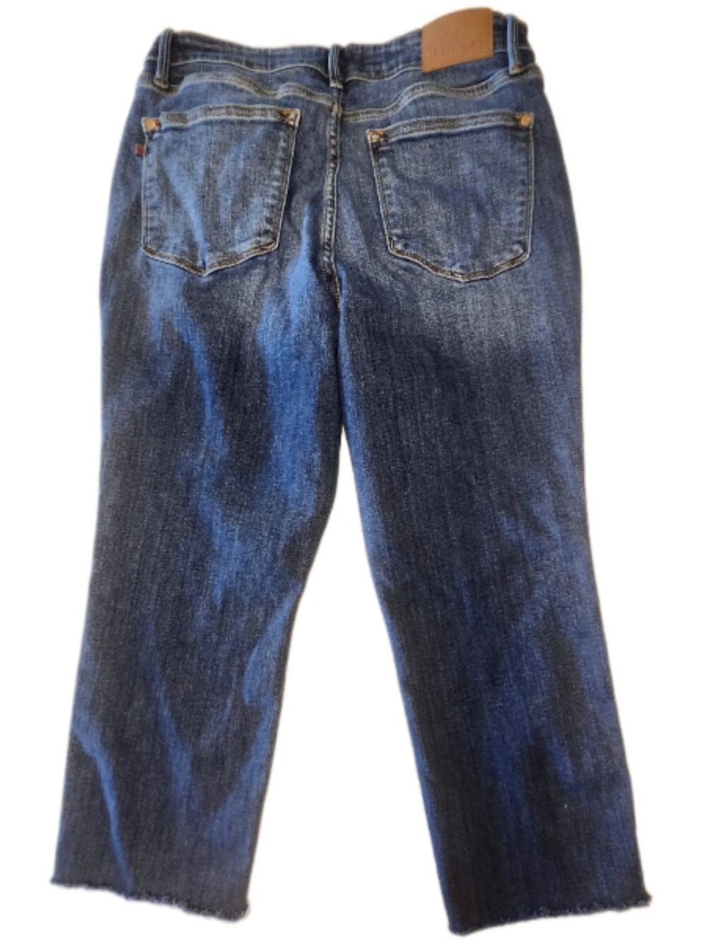 Judy Blue JB82662DK Mid Rise Boyfriend Fit Cropped Dark Blue Wash Jeans, 11/30 - Picture 3 of 9